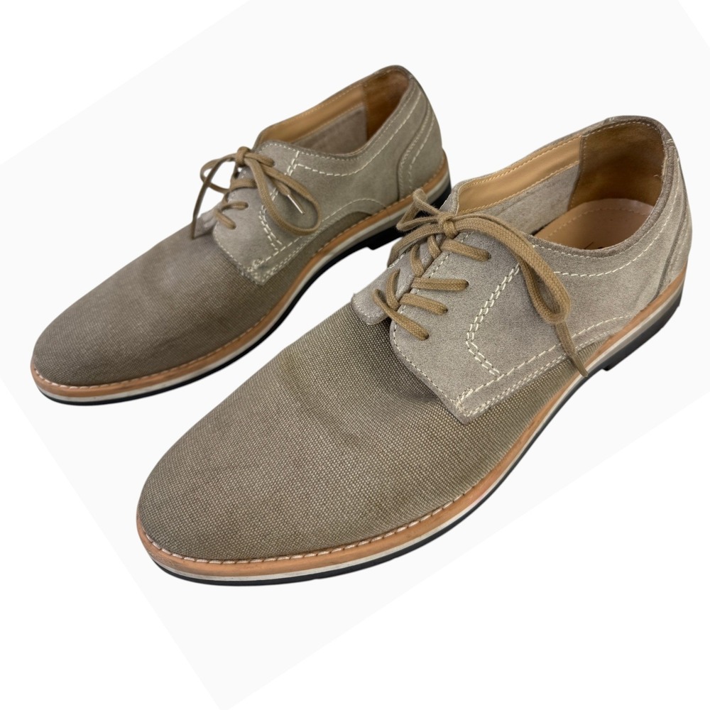 Steve Madden Hardy Men's Size 10 Taupe Suede Canvas Oxford Derby Shoes